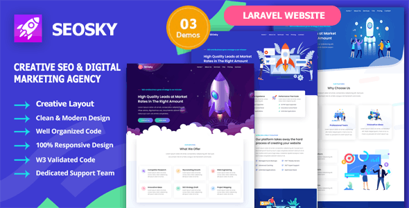 SEOsky - Laravel SEO & Digital Marketing Agency Website Script