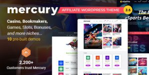 Mercury – Affiliate WordPress Theme. Casino, Gambling  Other Niches. Reviews  News