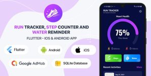 Run Tracker, Step Counter and Water Reminder – Flutter Android  iOS App (40 Languages)