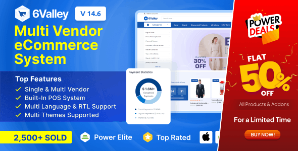 6Valley Multi-Vendor eCommerce CMS - Complete eCommerce Mobile App, Website, Seller and Admin Panel