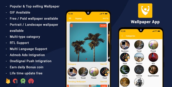 Android Wallpapers App (HD, Full HD, 4K, Ultra HD Wallpapers) & Photo Editor tool - Reward Points