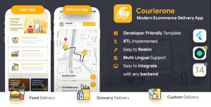 4 App Template| Courier App| Peer to peer Courier delivery app Food Grocery logistics App Courierone