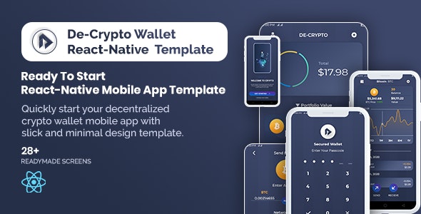De-Crpyto Wallet - Cryptocurrency Mobile App React Native Template 1.3