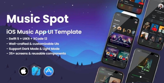 Music Spot - Mobile iOS Music Streaming UI Template