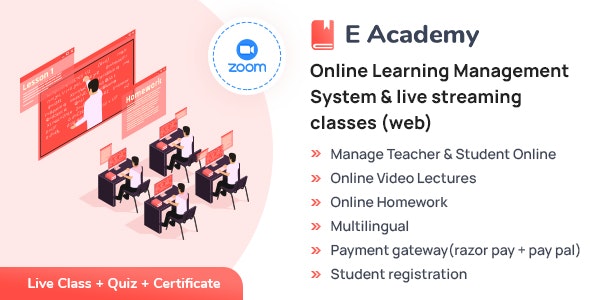 E- Academy - Online Learning Management System live streaming classes (web)