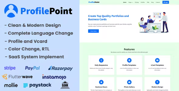 ProfilePoint - SAAS MultiUser Digital Business Card, Resume and Portfolio Builder 1.1