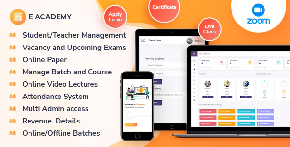 E-Academy - Online Classes / Institute / Tuition And Course Management (Android App + Admin Panel)