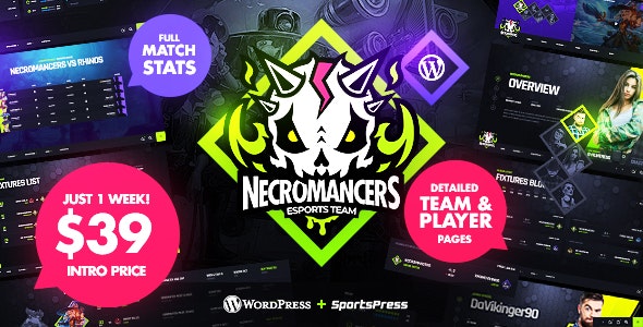 Necromancers - eSports Gaming Team WordPress Theme 1.5.1