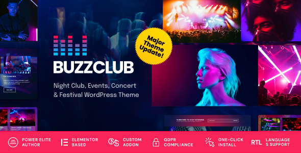 Buzz Club - Night Club, DJ  Music Festival Event WordPress Theme
