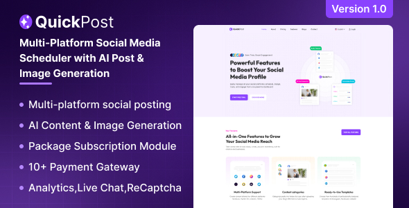 QuickPost - Multi-platform Social Media Scheduler with AI Post  Image Generation