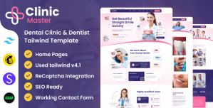 ClinicMaster – Dentist  Dental Clinic Tailwind Template