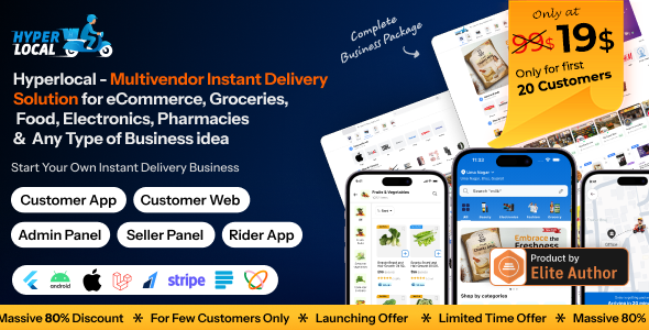 Hyperlocal - Multivendor eCommerce, Grocery, Food, Pharmacy Flutter Delivery app - Admin Website