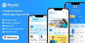 Nursly – Caregiver Services Mobile App Figma UI Kits