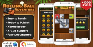 Rolling Ball Adventure – Puzzle Game Android Studio Project with AdMob Ads + Ready to Publish