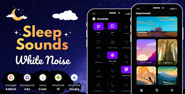 White Noise Sleep Sounds with AdMob Facebook Ads Android