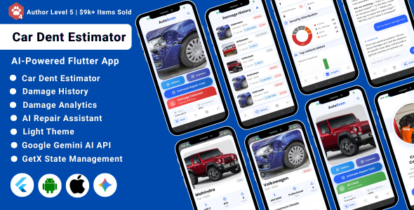 AI Car Scratch  Dent Estimator Flutter App | Damage Detection  Repair Cost