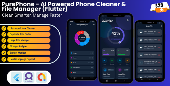 PurePhone – AI Powered Phone Cleaner  File Manager (Flutter)