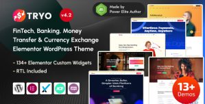 Tryo – FinTech, Banking, Money Transfer  Currency Exchange Elementor WordPress Theme
