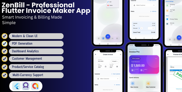 ZenBill – Professional Flutter Invoice Maker App